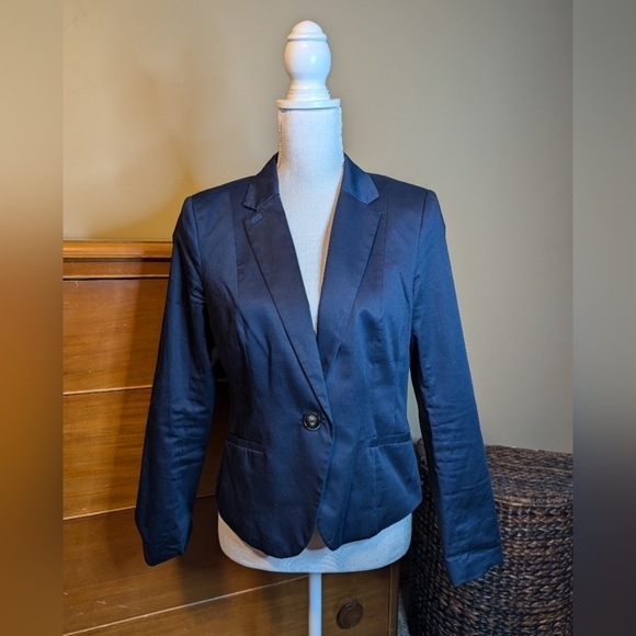 H&M Navy Fitted Blazer SZ 10 - Picture 4 of 13